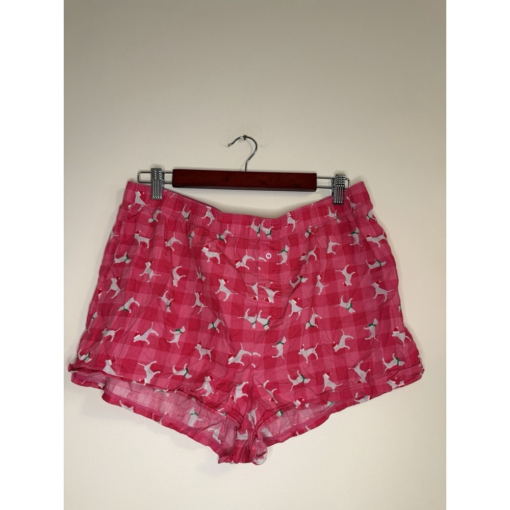 Victoria's Secret PINK Flannel Pajama Sleep Shorts Pink Gingham Dog Plaid L
